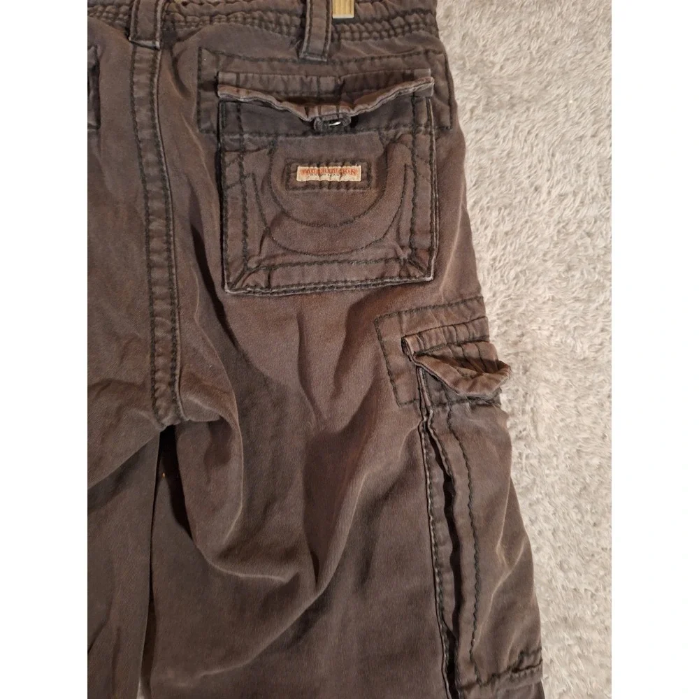 True Religion Anthony Mens Cargo Pants Size 30 Charcoal Grey Straight Drawstring
